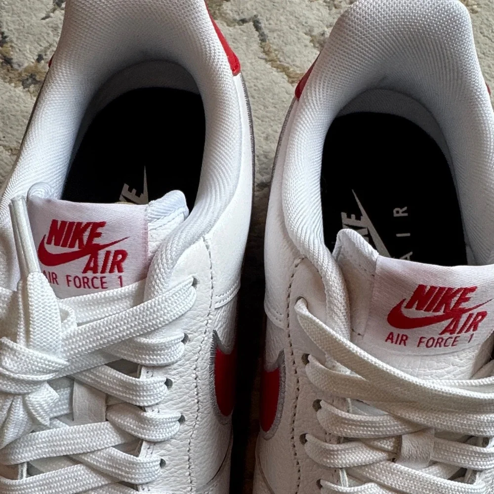 Nike Air Force 1 White, Gray and Red Air Sneakers. New in Box - Picture 2 of 6